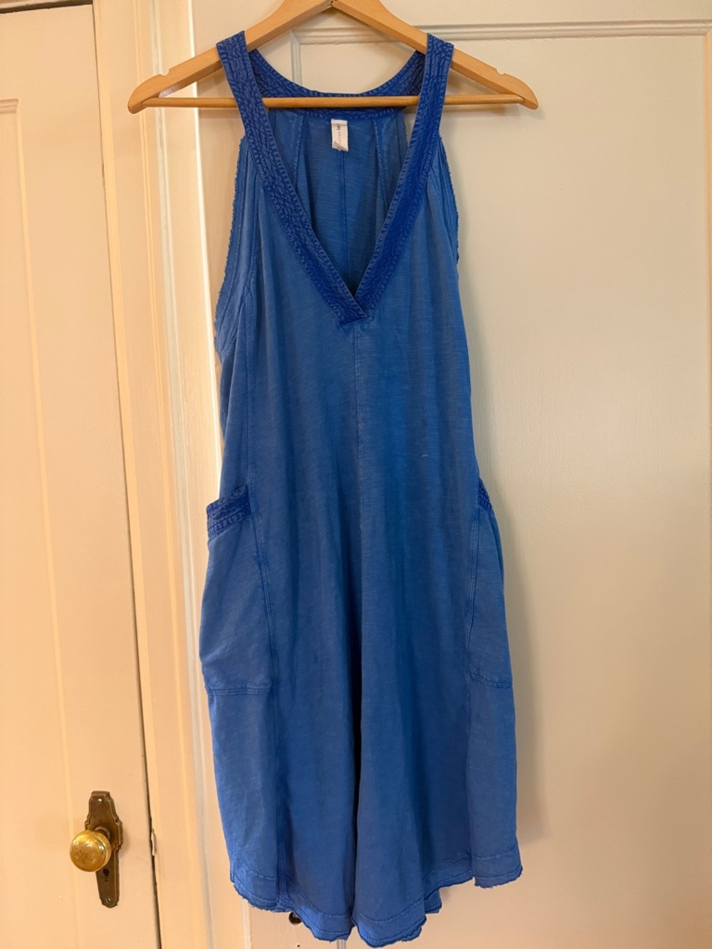 Women's Deep V-Neck Blue Summer Dress